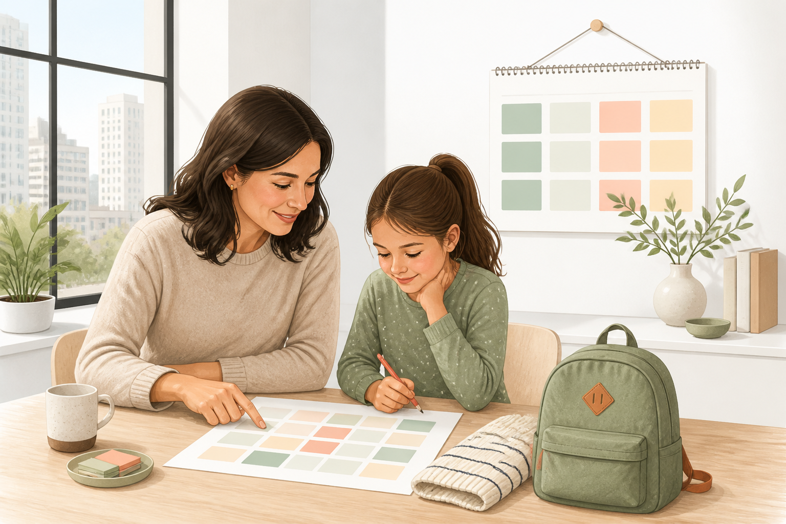 A parent and child plan a calm weekly after-school routine