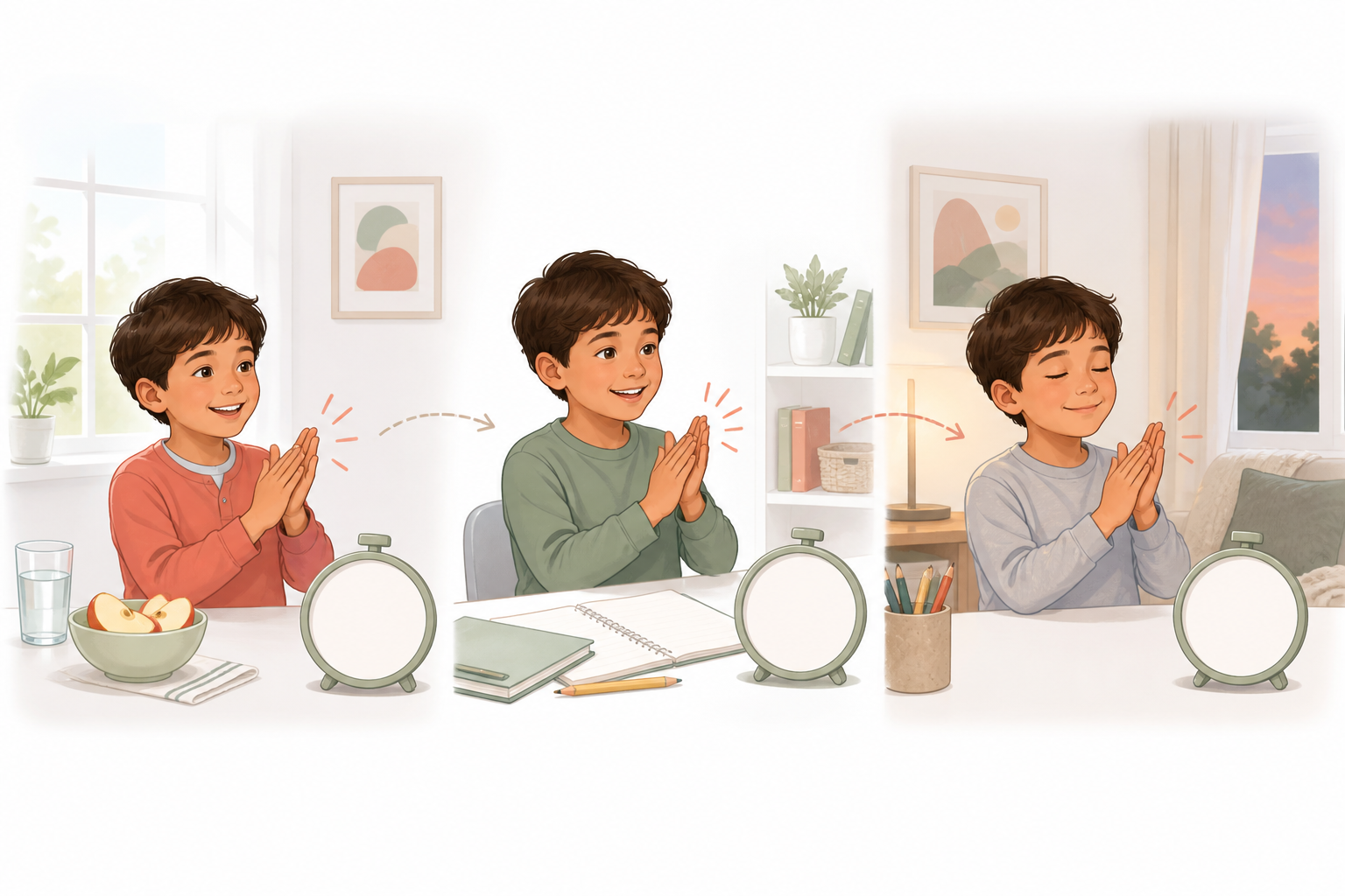 Three possible weekday energy windows for a child returning to a music routine